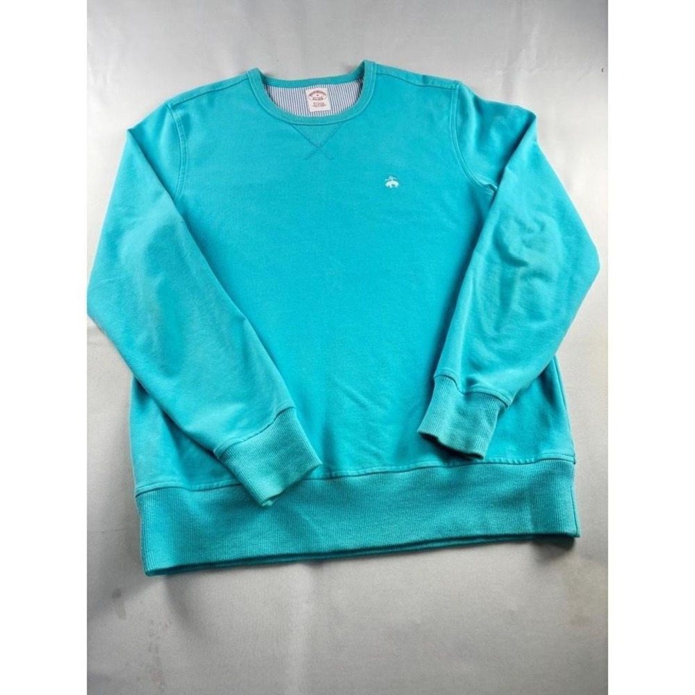 Brooks Brothers Dadcore Mens Turquoise Blue Crewneck‎ Sweatshirt Logo Pullover M